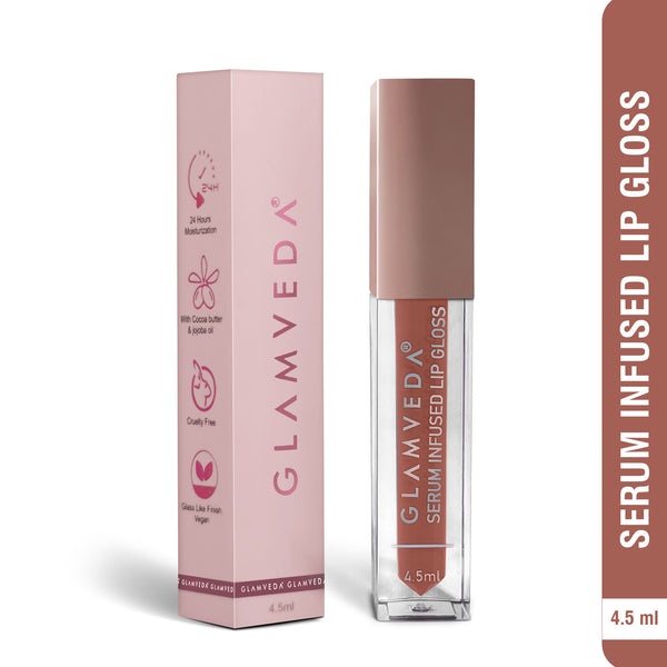 Glamveda High Shine Serum Infused Lip Gloss - Nude Shade (Kissing Booth - 114) 4.5ml