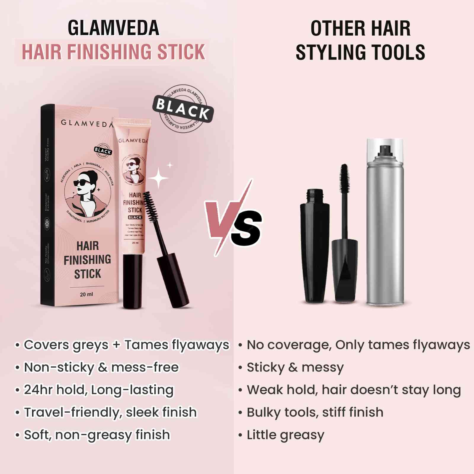 Glamveda Hair Finishing Stick Black 20ml