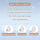 Glutathione 3-Step Winter Skincare Routine | Face Cream + Under Eye Cream + Body Lotion