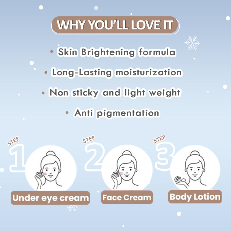 Glutathione 3-Step Winter Skincare Routine | Face Cream + Under Eye Cream + Body Lotion
