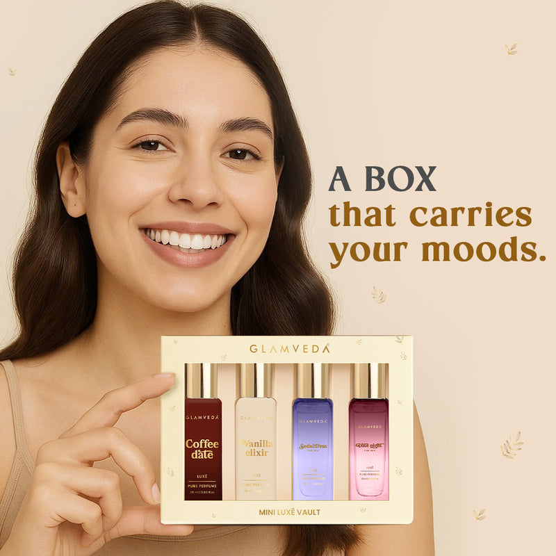 Scent Seduction  - Date Night +Seductress+Vanilla Elixir+Coffee Date | Luxury Pure Perfume Gift Set for Women 4 x 20ml
