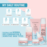 Glamveda Korean Glass Skin Rice & Ceramide 6 Step Gift Box | Face wash, Toner, Serum, Under eye cream, Moisturizer & Sunscreen