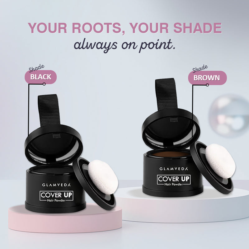 Glamveda Hair Cover-Up Powder Black | Waterproof, Smudge-Proof Instant Root Touch-Up | Long-Lasting & Easy-to-Apply Formula for Men & Women | Travel-Friendly (4g)