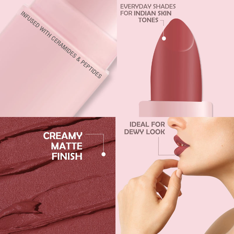 Glamveda Ultra Pigmented Creamy Matte Lipstick with Ceramides, Waterproof - Desire 301