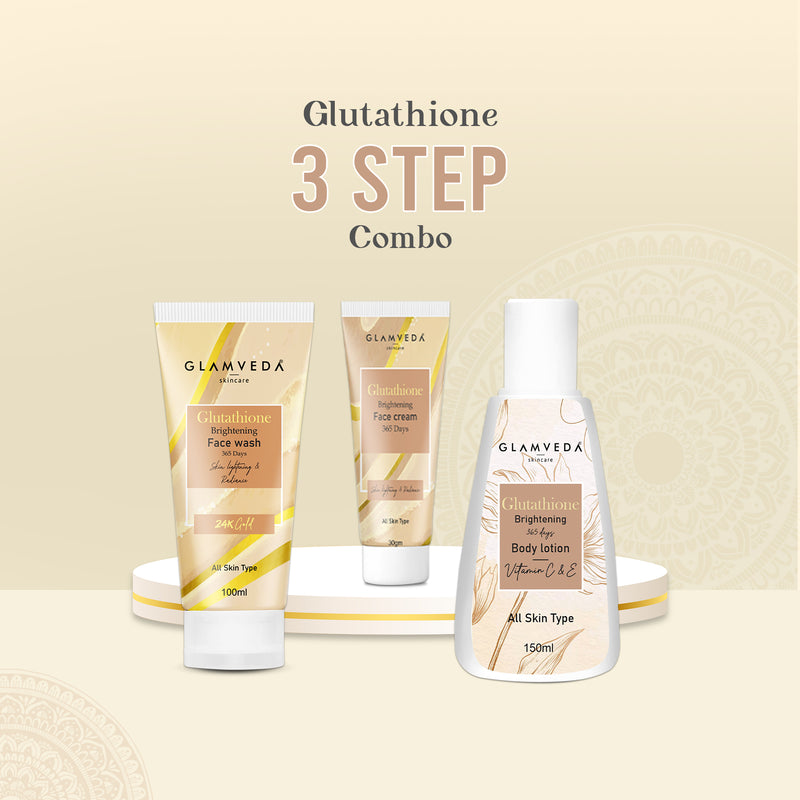 Glamveda Glutathione Brightening & Dark Spots Removal 3 Steps Skincare Routine