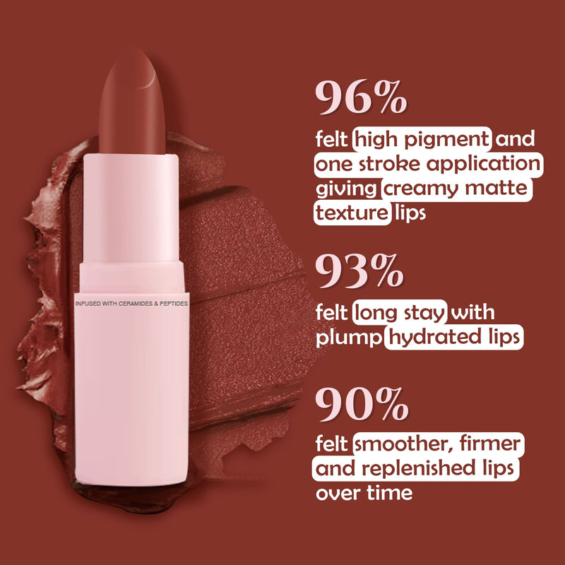 Glamveda Ultra Pigmented Creamy Matte Lipstick with Ceramides, Waterproof - Nutella Kiss - 305