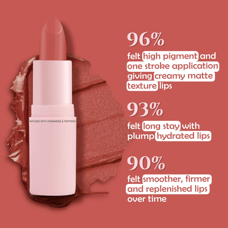 Glamveda Ultra Pigmented Creamy Matte Lipstick with Ceramides, Waterproof - Peaches - 302