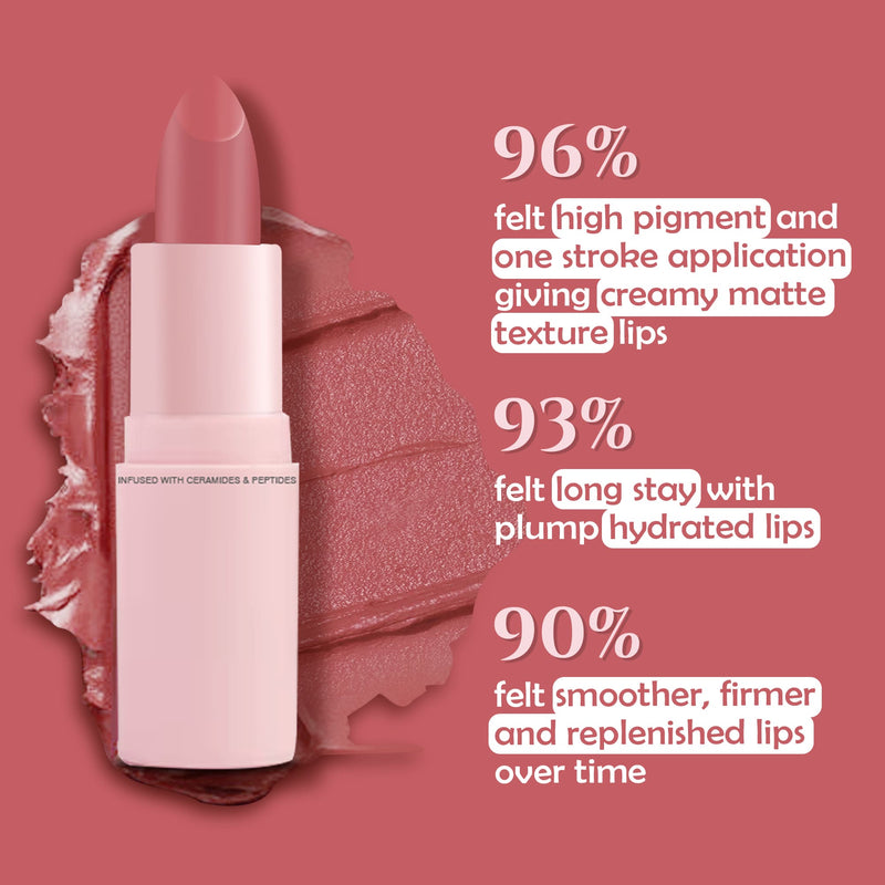 Glamveda Ultra Pigmented Creamy Matte Lipstick with Ceramides, Waterproof - Dream Pink - 303