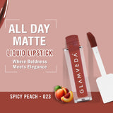 Glamveda X Rashami Desai Matte Mini Liquid Lipstick, Brown shade (Spicy Peach - 023) 1.2ml