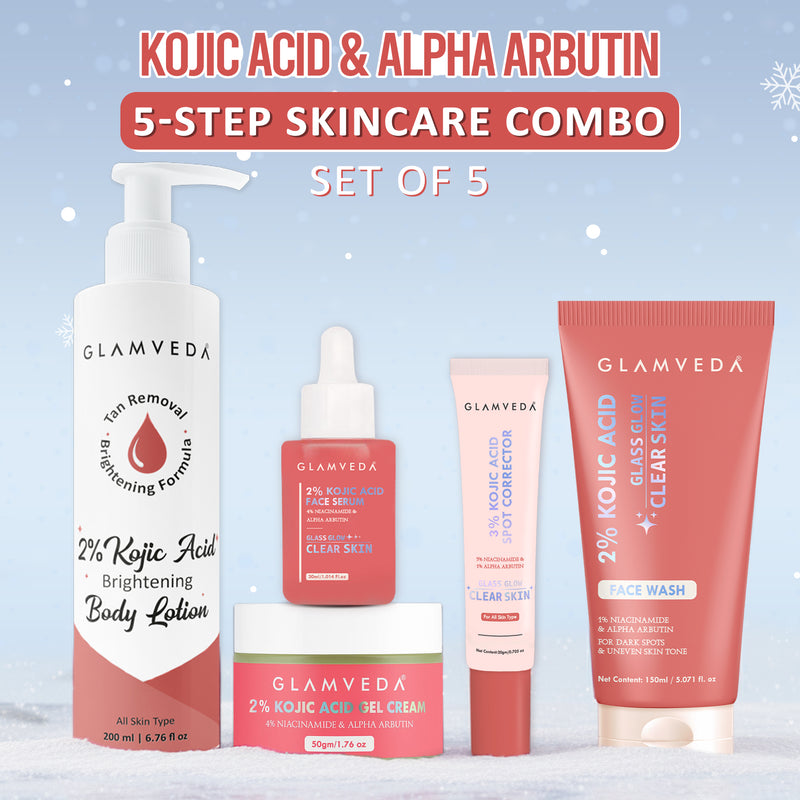 2% Kojic Acid Step 5 Skincare Set – Facewash, Spot Corrector, Serum, Cream & Lotion