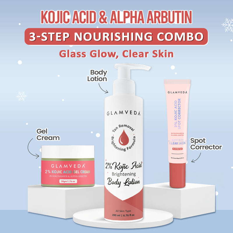 Kojic Acid 3-Step Winter Care Combo |Spot Corrector + Face Cream + Body Lotion