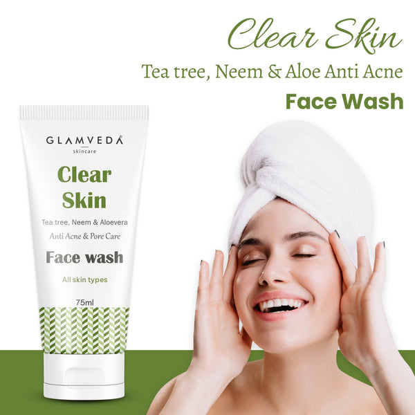 Glamveda Clear Skin Tea Tree, Neem & Aloe Vera Anti Acne Face Wash