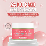 Glamveda 2% Kojic Acid Gel Cream with Niacinamide & Alpha Arbutin | For Hyperpigmentation