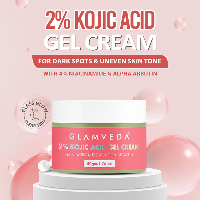 Glamveda 2% Kojic Acid Gel Cream with Niacinamide & Alpha Arbutin | For Hyperpigmentation
