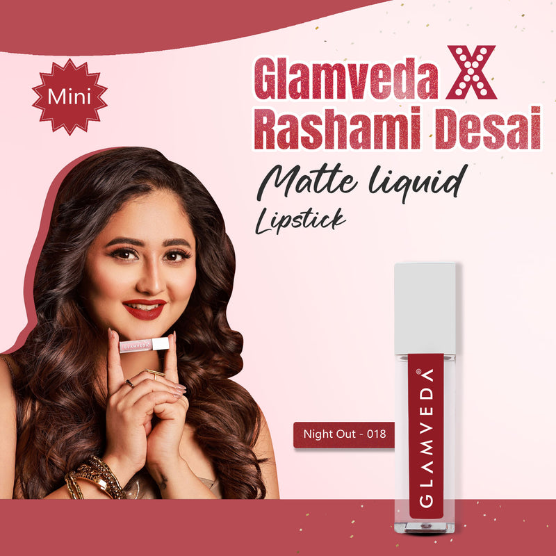 Glamveda X Rashami Desai Mini Liquid Lipstick (Night Out - 018) - 1.2ml