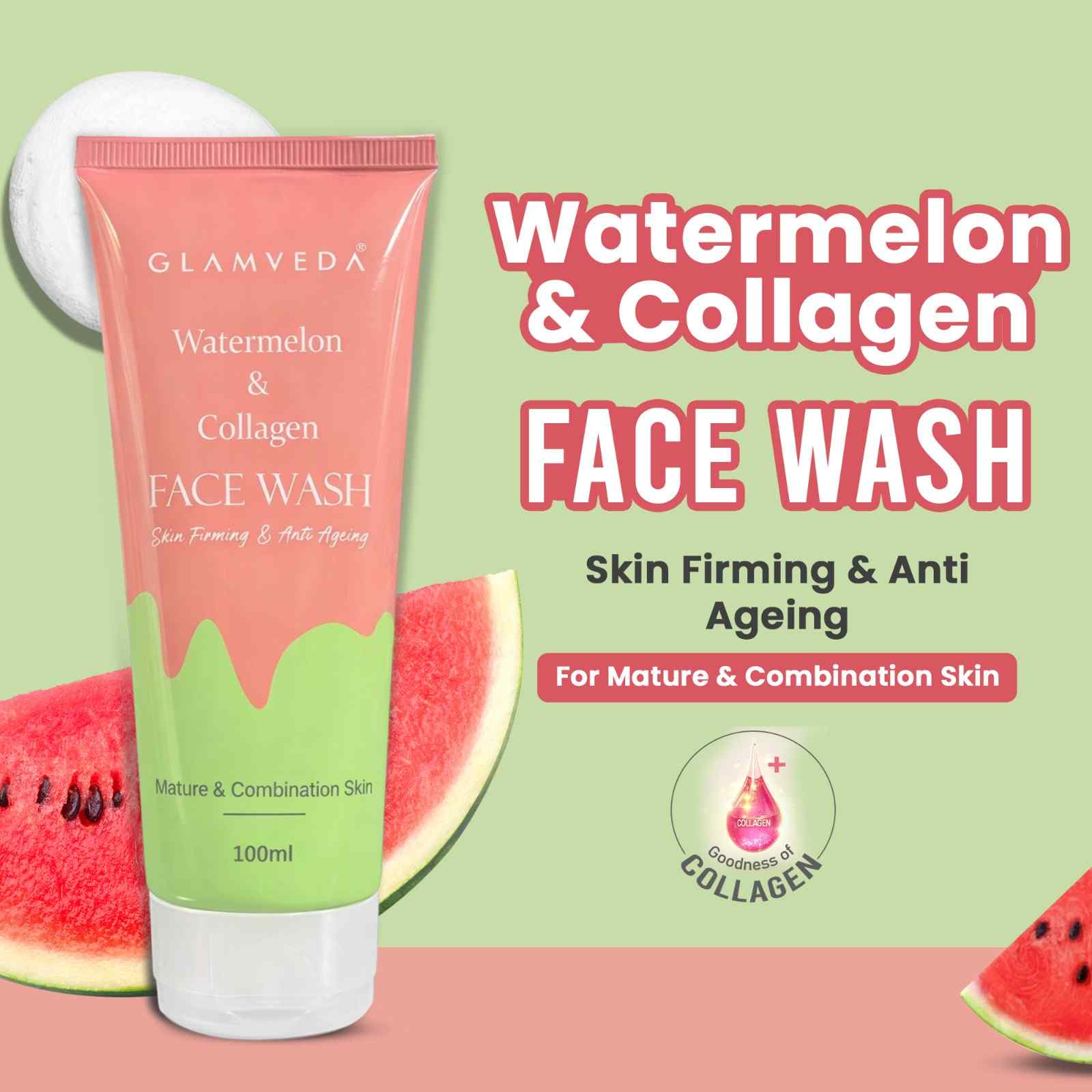 Glamveda Watermelon & Collagen Firming Face Wash