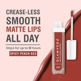 Glamveda Matte Liquid Lipstick, 12Hr Stay, Lightweight & Transferproof, (Spicy Peach - 023) 4ml