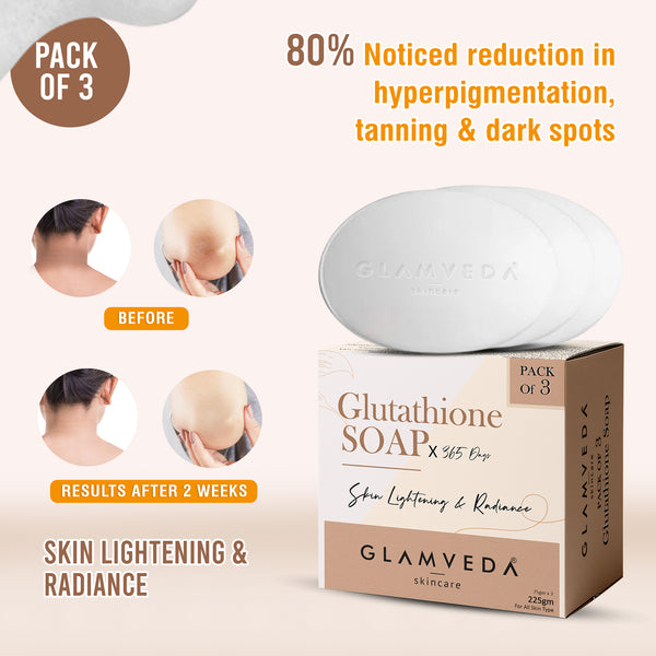 Glamveda Glutathione Skin Lightening & Whitening Soap with Kojic Acid Pack of 3