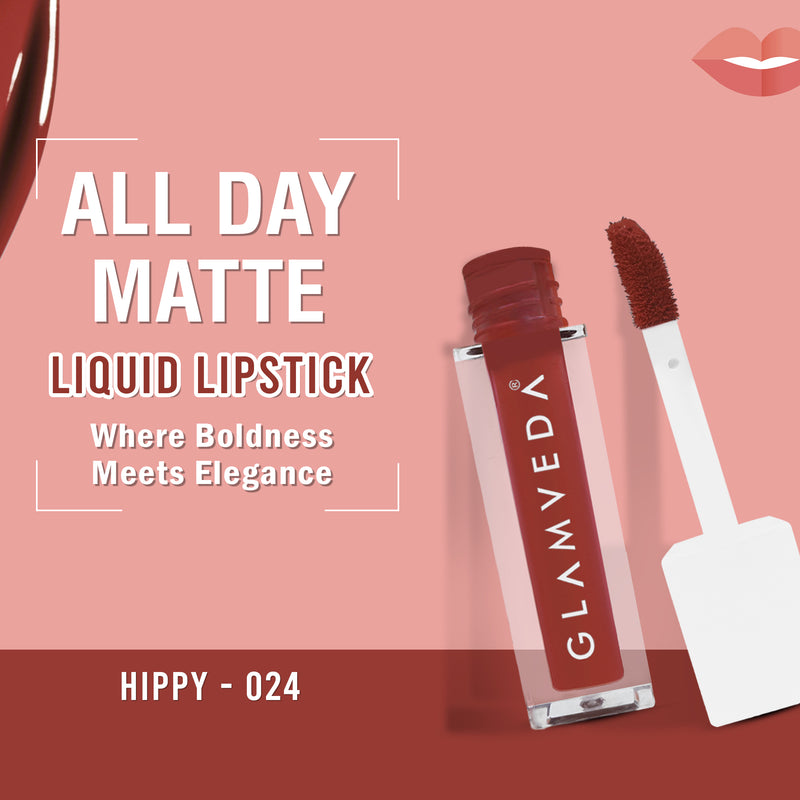 Glamveda X Rashami Desai Matte Mini Liquid Lipstick, Brown shade (Hippy - 024) 1.2ml