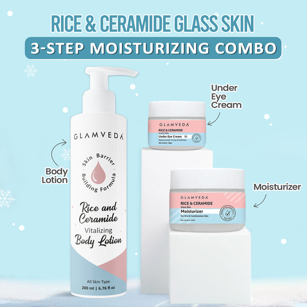 Rice & Ceramide 3-Step Winter Routine | Moisturizer + Under Eye Cream + Body Lotion