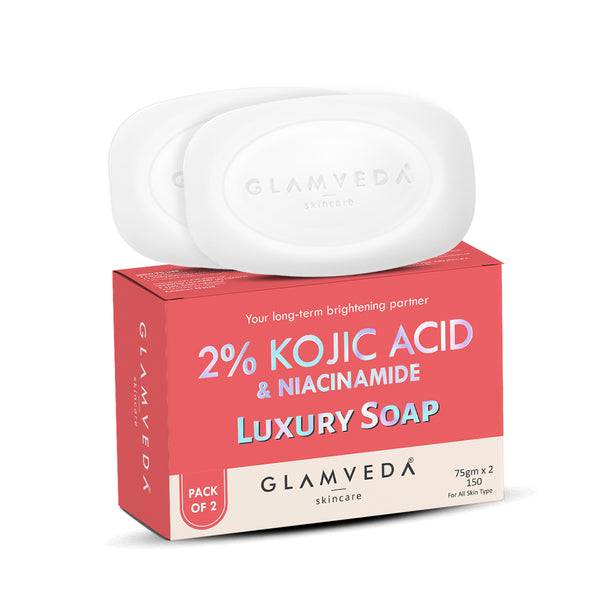 Glamveda 2% Kojic Acid Soap with Niacinamide For Pigmentation, Uneven Skin Tone | 150gm