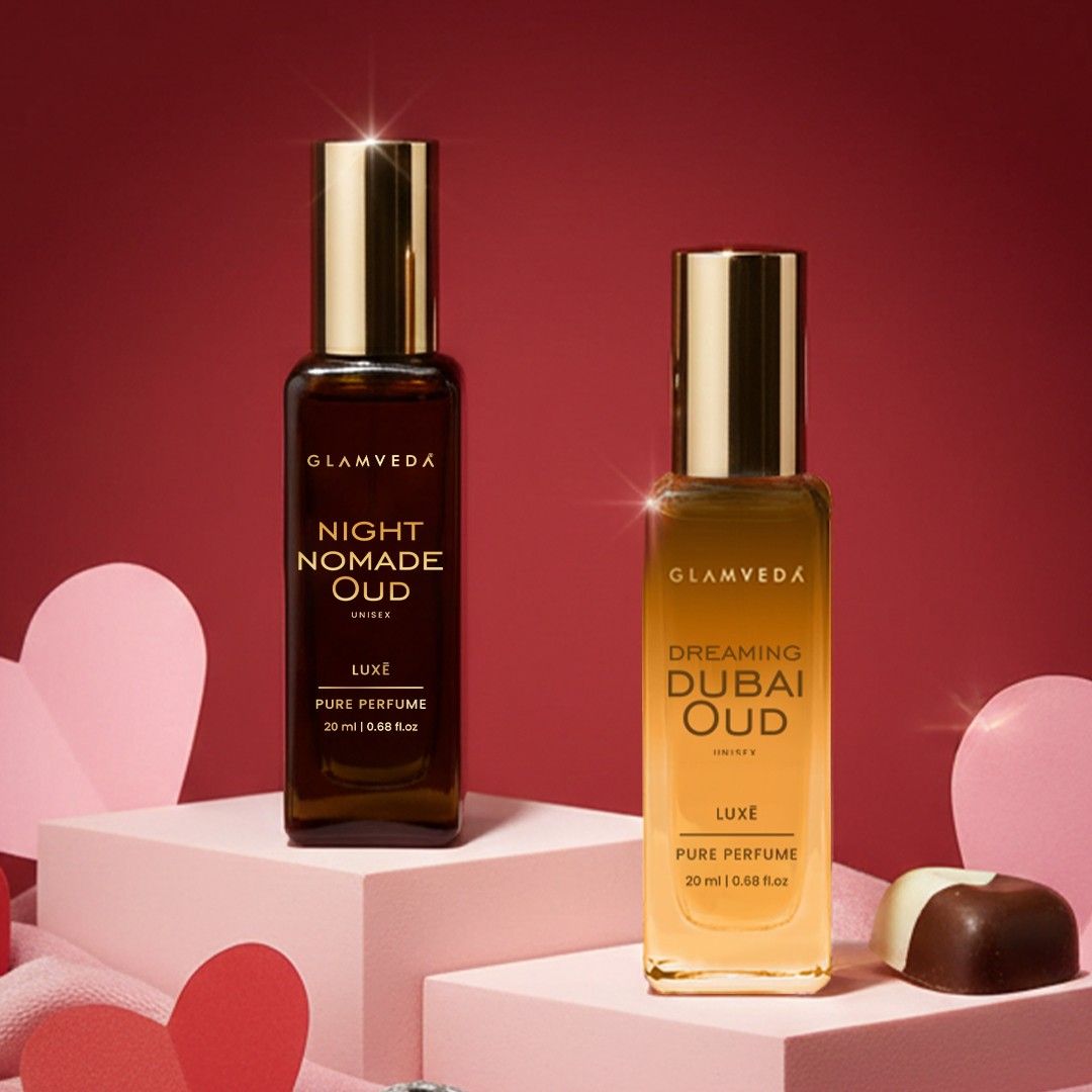 Glamveda Valentine Iconic Oud Perfume Duo | Night Nomade Oud & Dreaming Dubai Oud | Unisex Pure Perfume 40ml