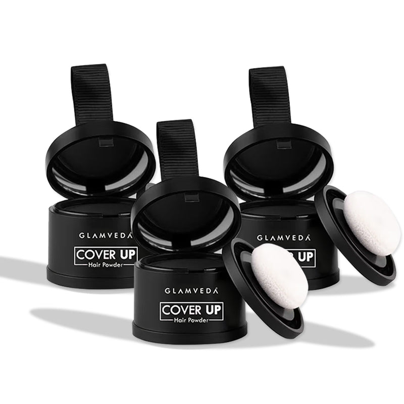 Glamveda Hair Cover-Up Powder Black | Waterproof, Smudge-Proof Instant Root Touch-Up | Long-Lasting & Easy-to-Apply Formula for Men & Women | Travel-Friendly