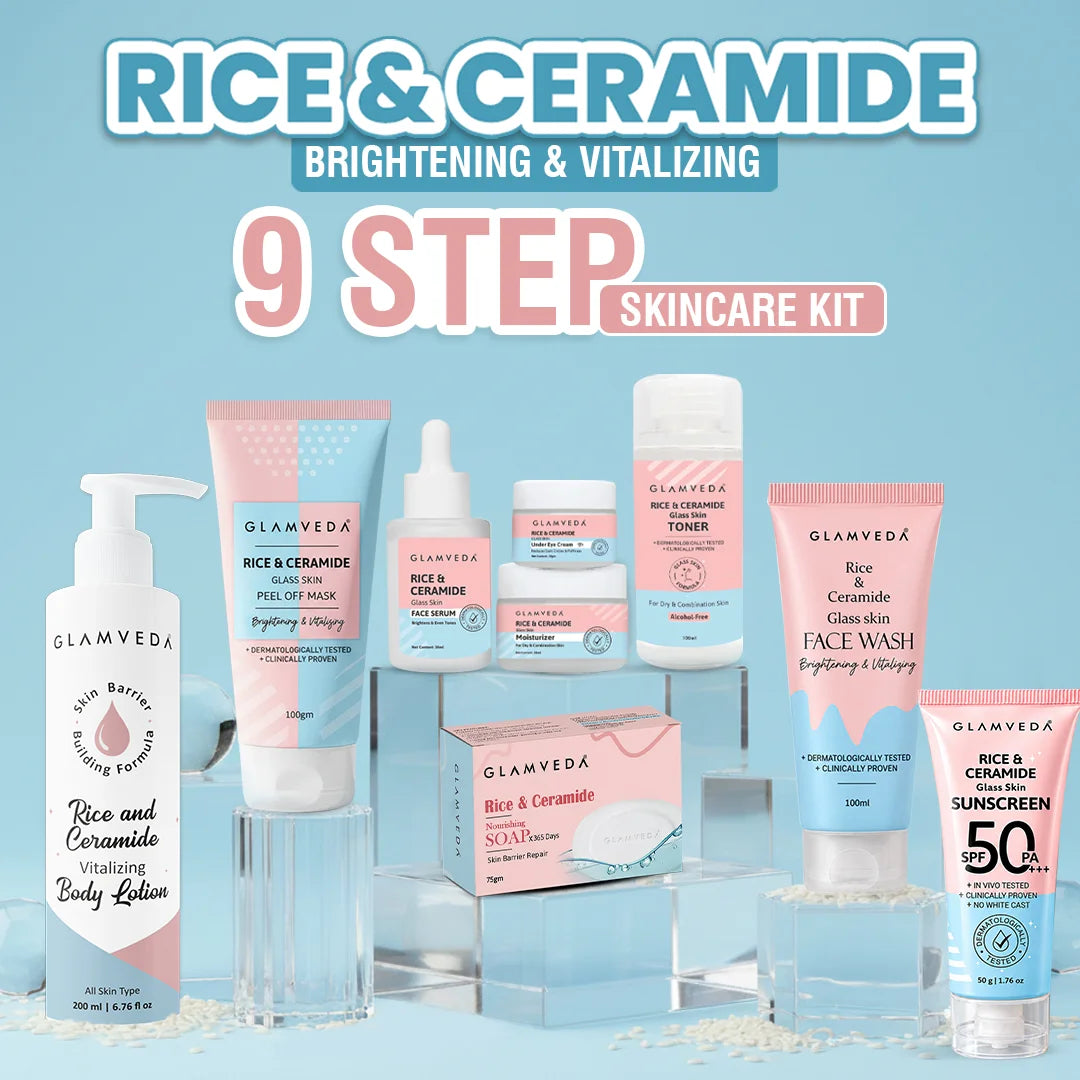 Korean Glass Skin Rice & Ceramide 9 Step Weekly Skincare Routine For Women