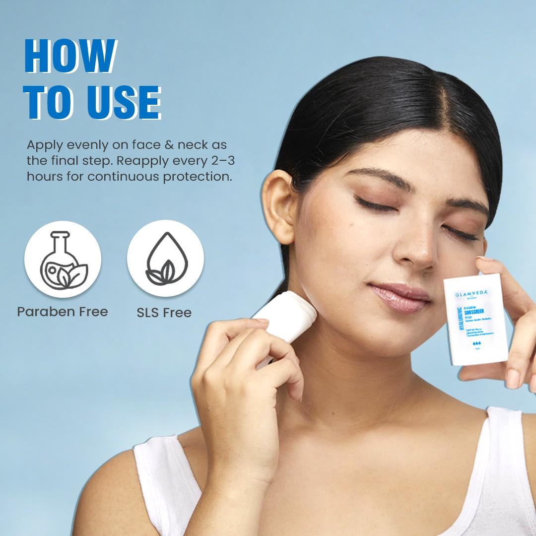 Hyaluronic Invisible Sunscreen Stick With Ceramides SPF 50/PA+++ for Easy Reapplication & No White Cast