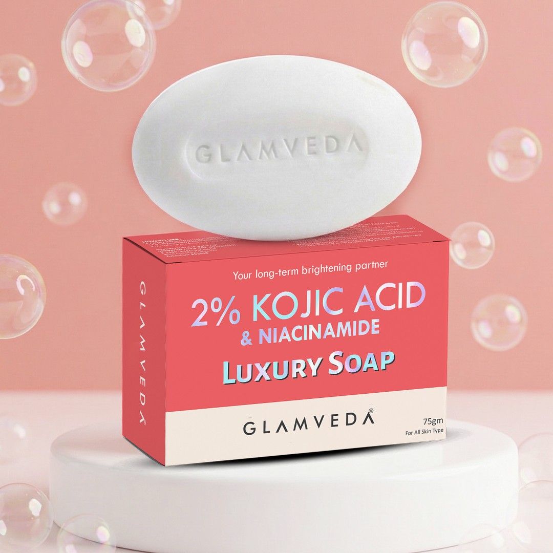 Glamveda 2% Kojic Acid Soap with Niacinamide For Pigmentation, Uneven Skin Tone
