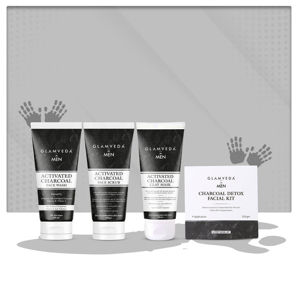 Glamveda Men's 4-step Detox Activated Charcoal Combo with a Premium Gift Box