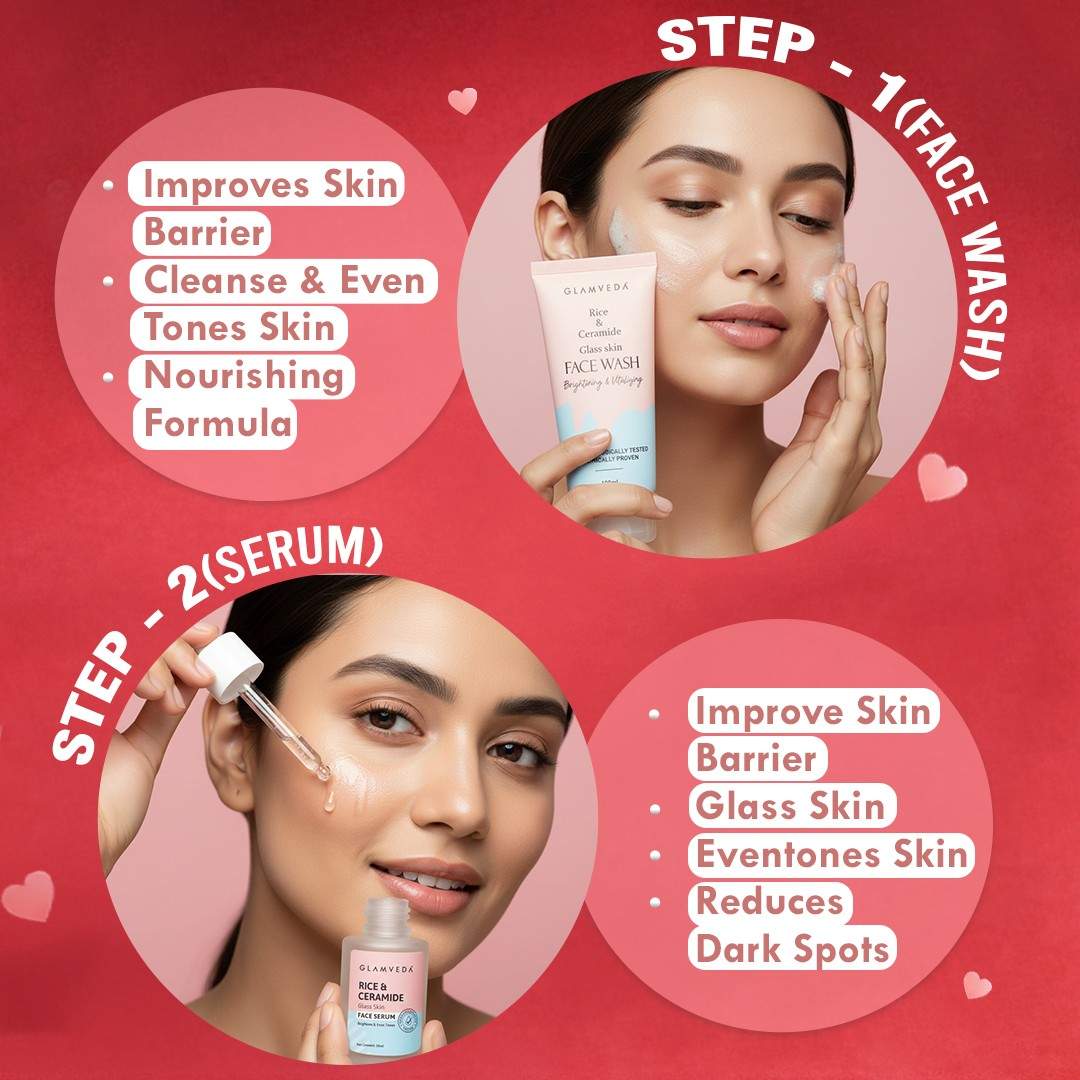 Glamveda Rice & Ceramide Valentine’s Special Complete 4 Step Skincare Kit