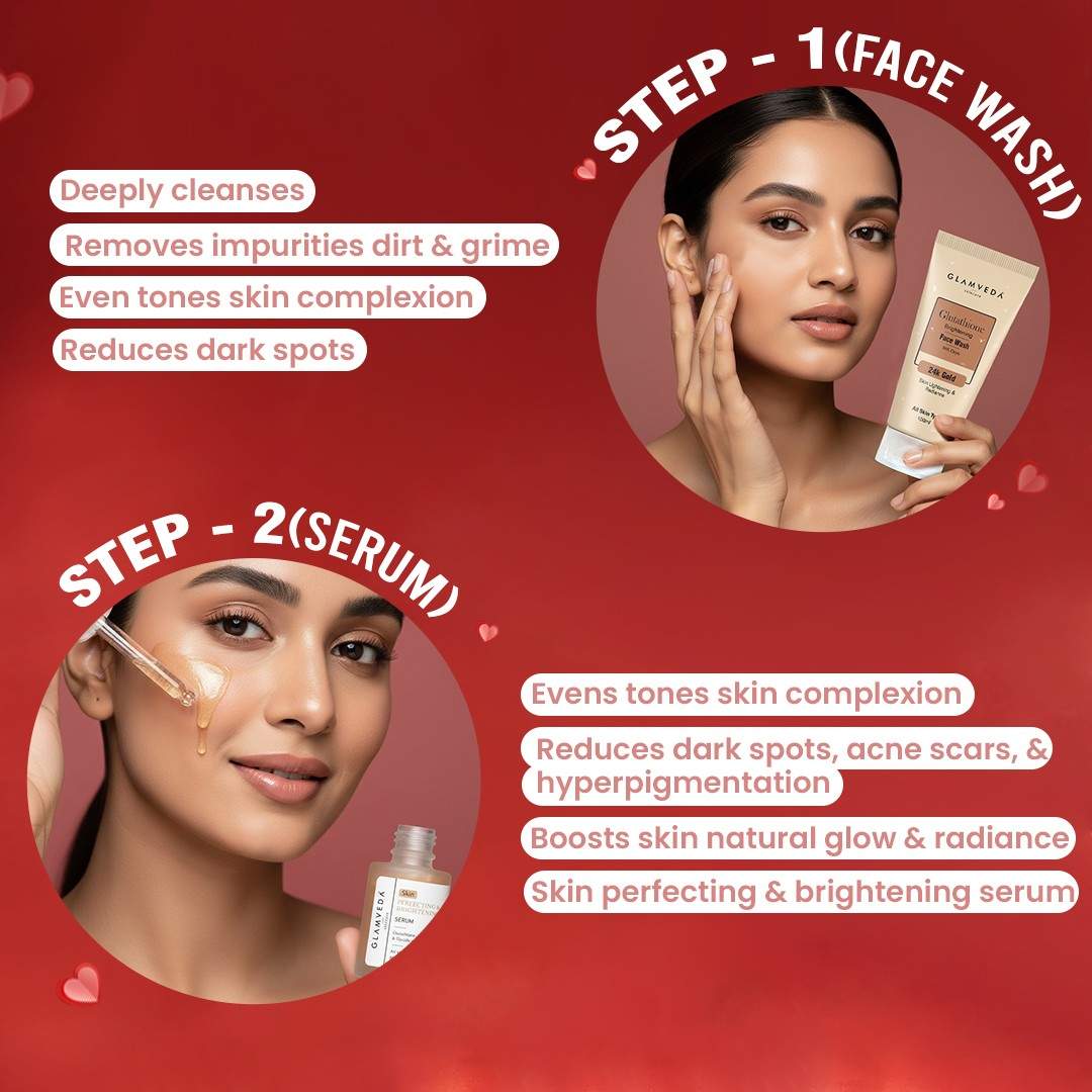 Glamveda Glutathione Brightening 3 Step Skincare Hamper – Valentine Edition