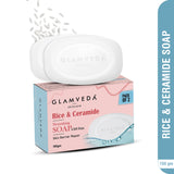 Glamveda Rice & Ceramide Skin Brightening Soap with Hyaluronic acid | Deeply Nourishes & Moisturised | Pack of 2