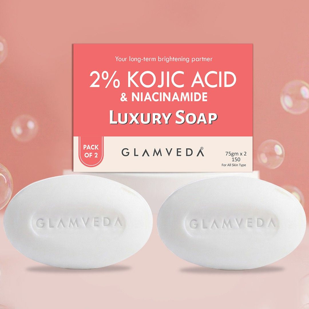 Glamveda 2% Kojic Acid Soap with Niacinamide For Pigmentation, Uneven Skin Tone | 150gm