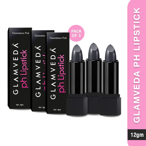 Glamveda PH Lipstick – Black to Glossy Pink Magic with Long-Lasting Nourishment & SPF 10 Pack OF 3 (12Gm)