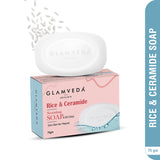 Glamveda Rice & Ceramide Skin Brightening Soap with Hyaluronic acid | Deeply Nourishes & Moisturised | 75gm