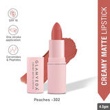 Glamveda Ultra Pigmented Creamy Matte Lipstick with Ceramides, Waterproof - Peaches - 302