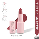 Glamveda Ultra Pigmented Creamy Matte Lipstick with Ceramides, Waterproof - Impulsive - 304