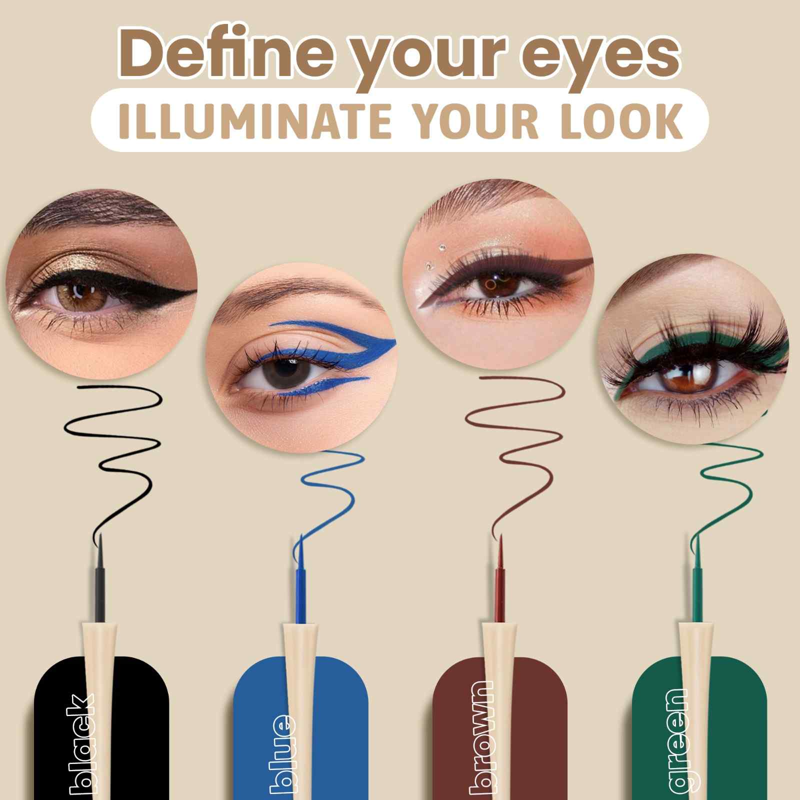 Glamveda Everyday Eyeliner Set – Smudge-Proof, 4 Iconic Shades for All-Day Glam | Waterproof & Long-Lasting