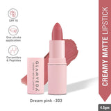 Glamveda Ultra Pigmented Creamy Matte Lipstick with Ceramides, Waterproof - Dream Pink - 303