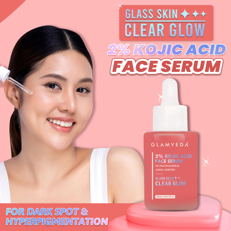 Glamveda 2% Kojic Acid Face Serum with Niacinamide & Alpha Arbutin | For Dark Spots