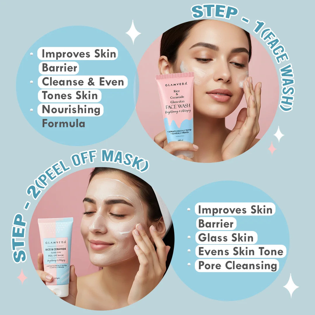 Korean Glass Skin Rice & Ceramide 8 Step Weekly Skincare Routine For Women