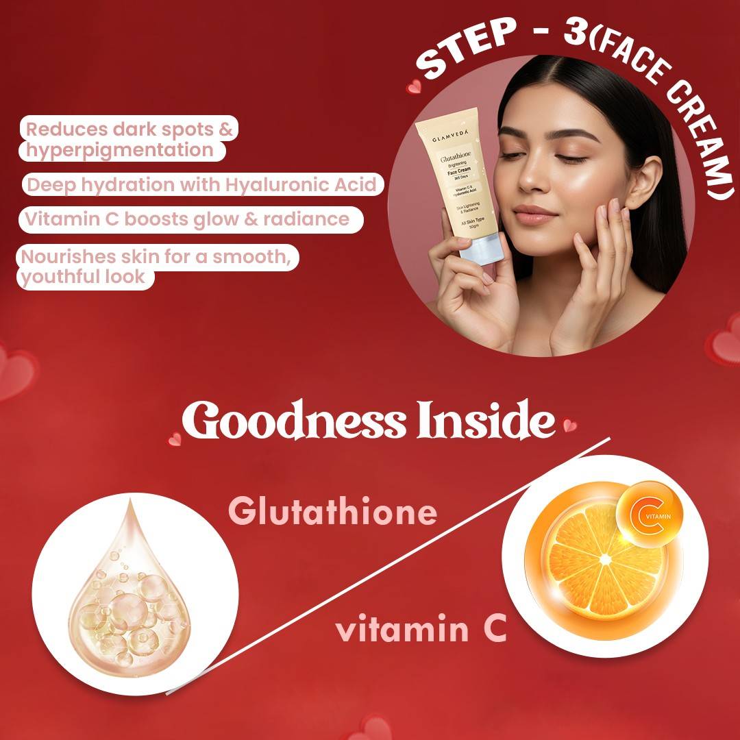 Glamveda Glutathione Brightening 3 Step Skincare Hamper – Valentine Edition