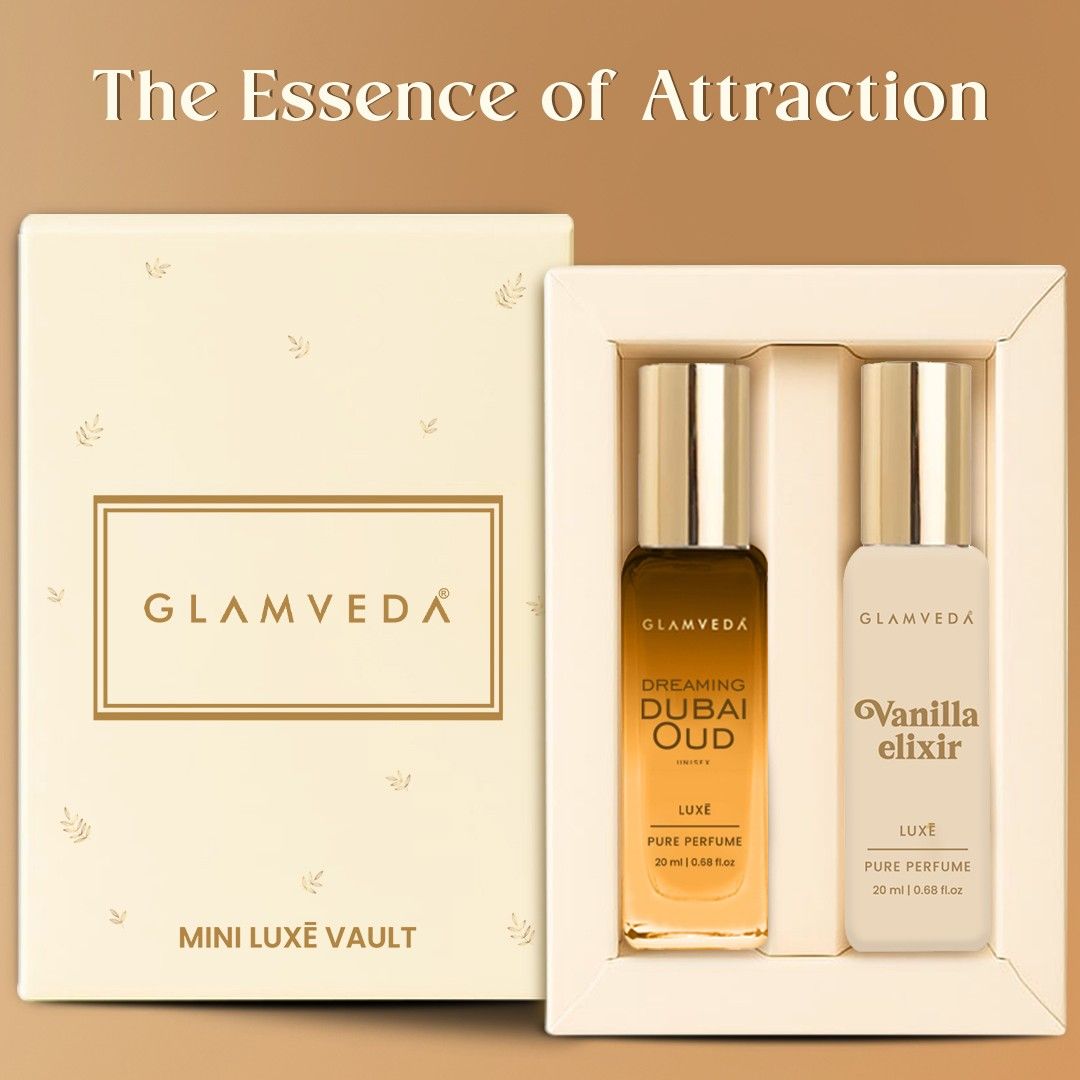 Arabian Vanilla Blend  - Dreaming Dubai Oud + Vanilla Elixir Luxury Unisex Pure Perfume Gift Set 2 x 20ml