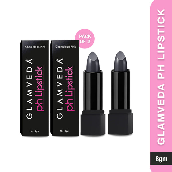 Glamveda PH Lipstick – Black to Glossy Pink Magic with Long-Lasting Nourishment & SPF 10 Pack OF 2 (8Gm)