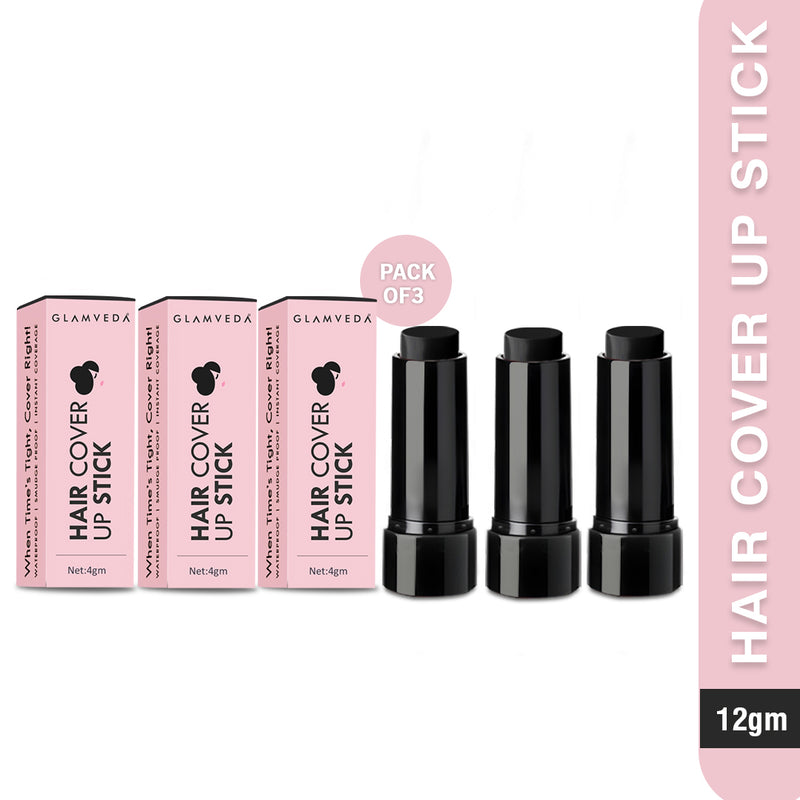 Glamveda Hair Cover-Up Stick | Instant Hairline & Root Filler – Black 4gm