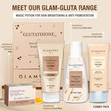 Glamveda Glutathione Bath & Body Skincare Routine Combo |  Set of 4 Kit | For Skin Brightening and Lightening | ( Face Wash + Face Cream + Body Lotion + Soap )