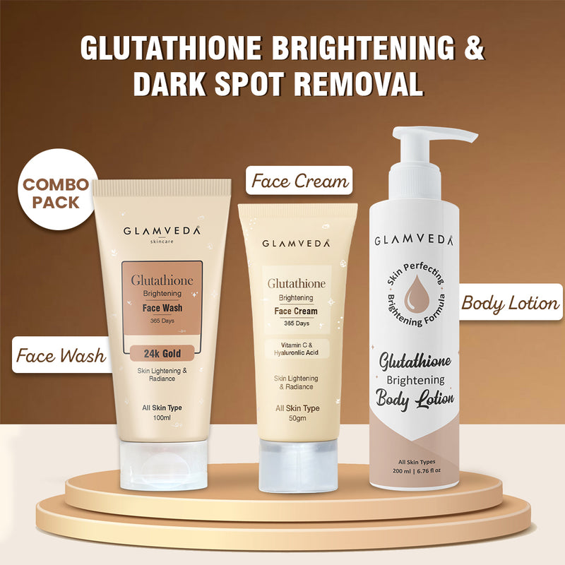 Glamveda Glutathione Brightening & Dark Spots Removal 3 Steps Skincare Routine