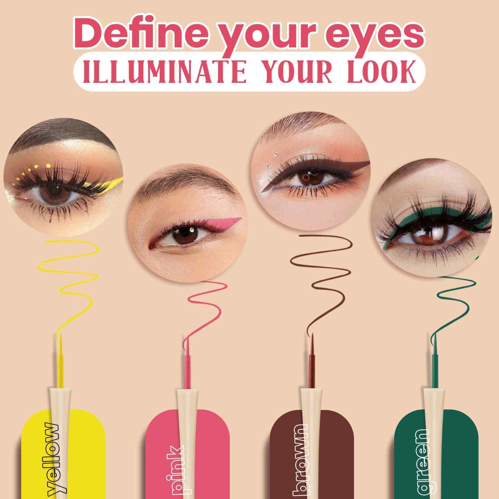 Glamveda Eyeliner Collection – 8 Bold Colors to Unleash Your Creativity | Smudge-Proof, Waterproof & Highly Pigmented